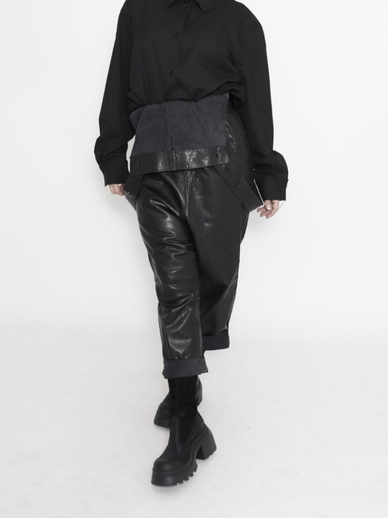 Leather overalls with pockets